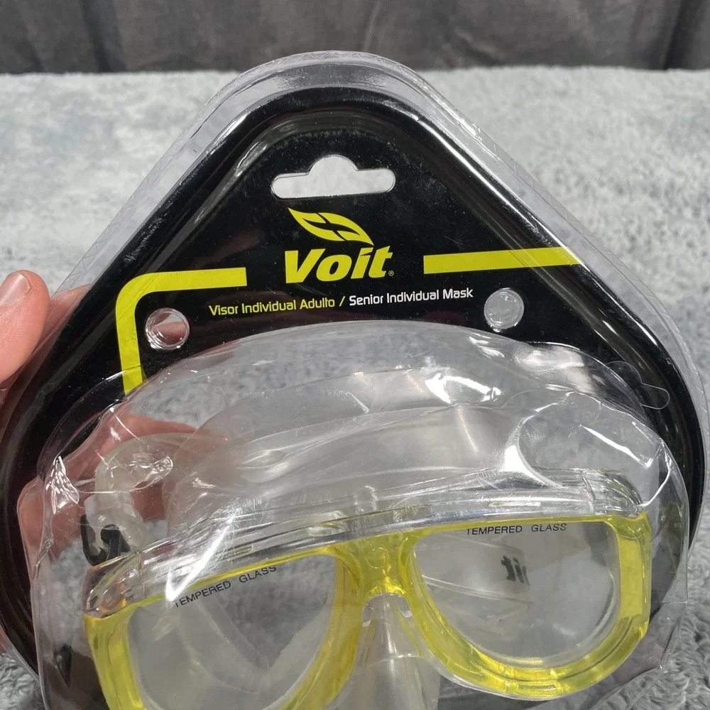 Voit Tempered Glass Lens Diving Goggles Scuba Swim Mask Yellow NEW SEALED